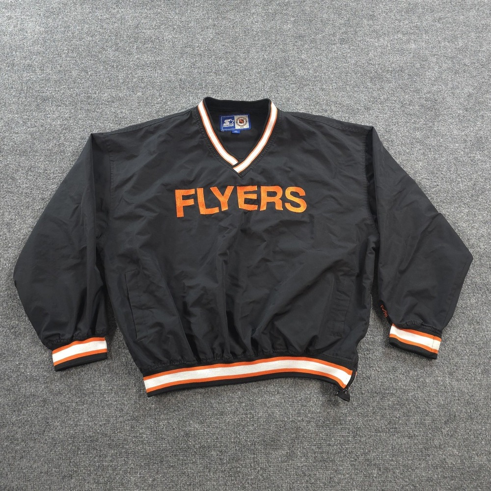 Vintage Philadelphia Flyers Jacket Mens XL Black NHL Hockey Starter Pullover 90s